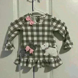 Rare Editions Girls 3T Scottie Dog Tunic Top super cute detailing